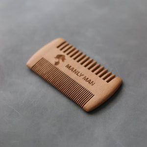 Manly Man Dual-Sided Wooden Beard Comb