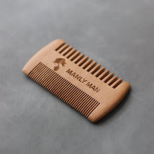 Load image into Gallery viewer, Manly Man Dual-Sided Wooden Beard Comb