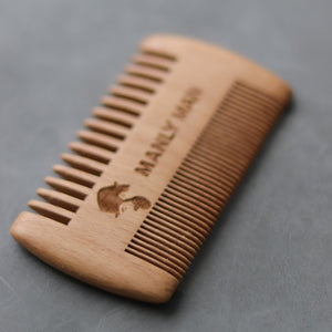 Manly Man Dual-Sided Wooden Beard Comb