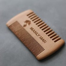 Load image into Gallery viewer, Manly Man Dual-Sided Wooden Beard Comb